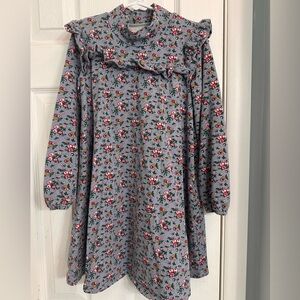 Floral Gray/blue Kids Dress. Mini Boden size 7-8 girls